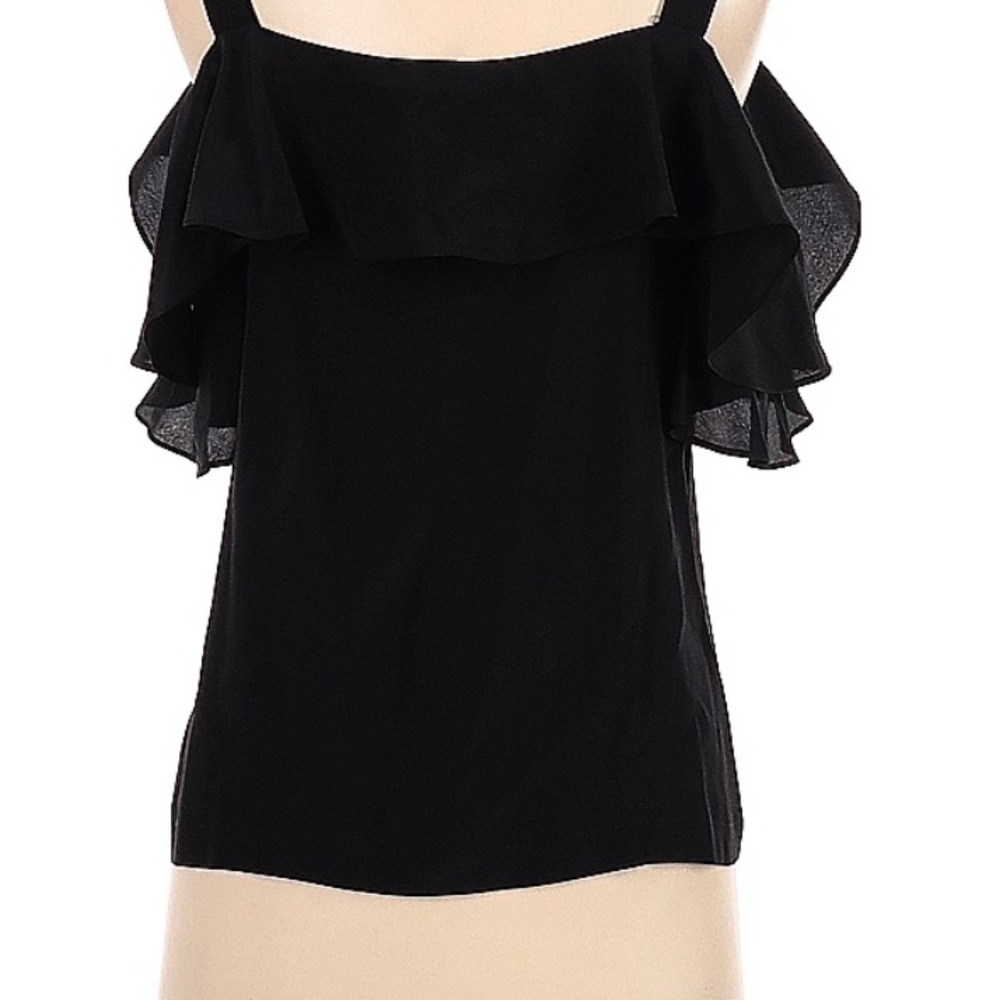 J. Crew Black Ruffle Blouse